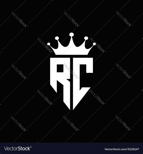 Rc Logo Monogram Emblem Style With Crown Shape Vector Image