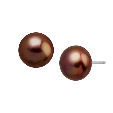 Honora 10 11 Mm Freshwater Chocolate Pearl Stud Earrings In Sterling