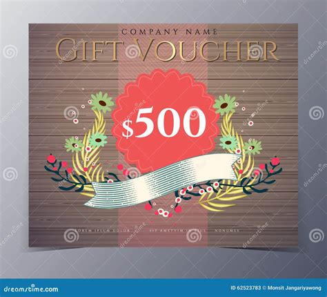 Gift Voucher Template With Vintage Hand Drawn Pattern Stock Vector