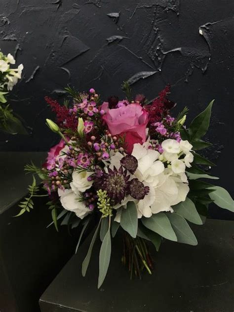 Pink And Dark Purple Wedding Bouquet Burgundy Astiantia White