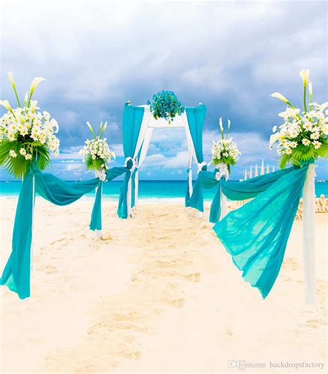 Feel the perfectly soft, white sand caressing your feet as you stroll through the the virgin beach wedding ceremony offers the full monty, fine white sand, blue blue ocean beside a landscape of lush green undulating hills, tropical. 2019 Romantic Summer Beach Wedding Background Photo Studio ...