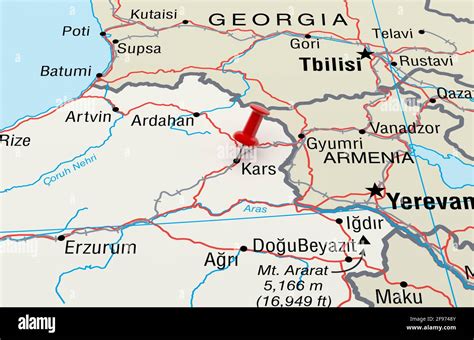 Map Showing Kars Turkey With A Red Pin 3d Rendering Stock Photo Alamy