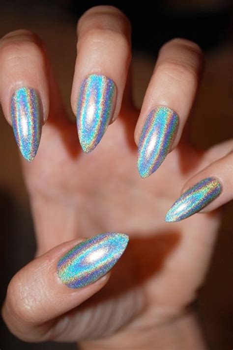 Silver Hologram Nails Choose Your Shape Set Of 20