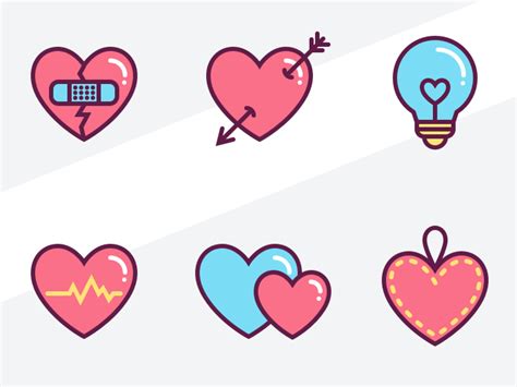 Download Free 6 Cute love Heart Icons (SVG+Sketch) - TitanUI