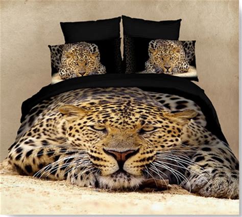 Black Brown Leopard Animal 3d Comforter Bedding Sets Full Queen Size