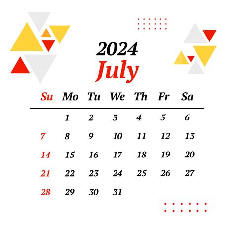 Calendar July 2024 Vector July 2024 Calendar July 2024 Calendar 2024
