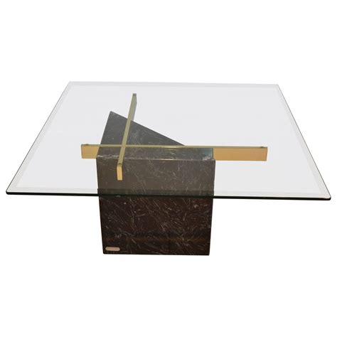 Stone base glass coffee table. Black Marquina Marble Base and Glass Top Coffee Table by ...