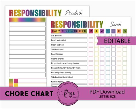 Editable Kids Chore Chart Template