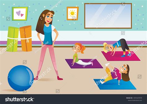 Kids Physical Education Class Different Poses Vector Có Sẵn Miễn Phí