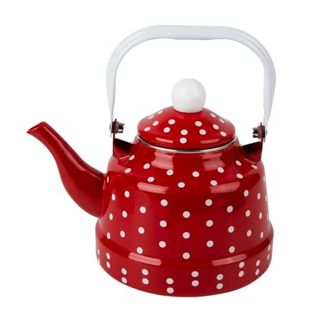 Nuolux Tea Kettle Pot Teapot Polka Dot Enameled Enamelware Kyusu