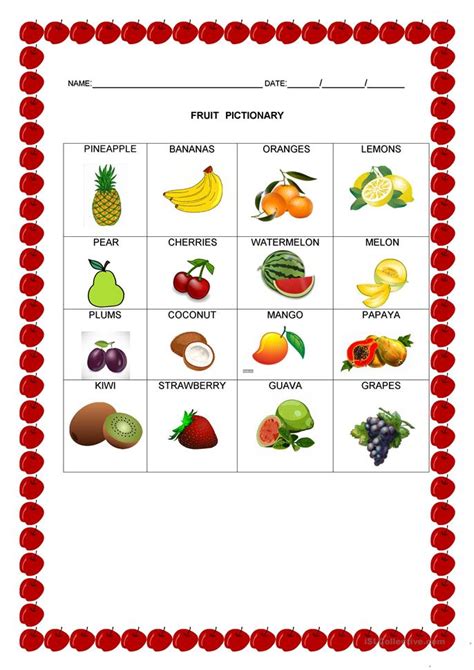 Fruit Pictionary Worksheet Free Esl Printable Worksheets Made By Teachers
