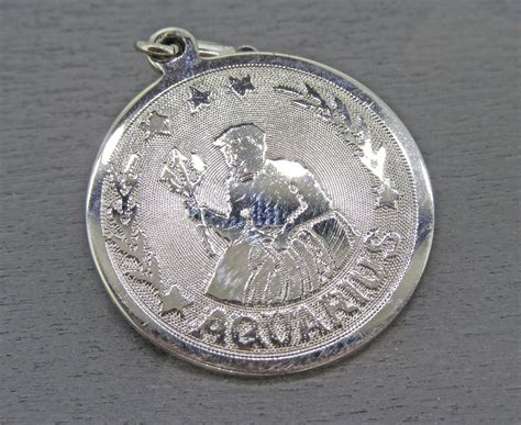 Sterling Silver Aquarius Charm or Pendant Zodiac Charm | Etsy | Vintage