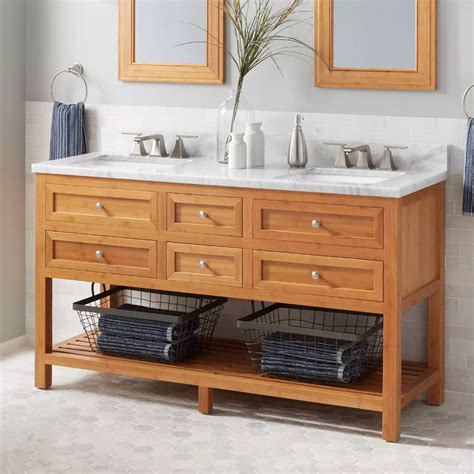 Free shipping for orders $99+. 60" Thayer Bamboo Double Console Vanity for Rectangular Undermount Sinks - Double … | Bathroom ...