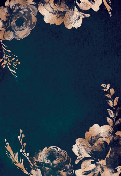 A Black And Gold Floral Background With White Flowers In The Center On