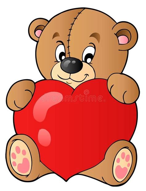 Cute Teddy Bear Holding Heart Stock Vector Illustration Of Cartoon