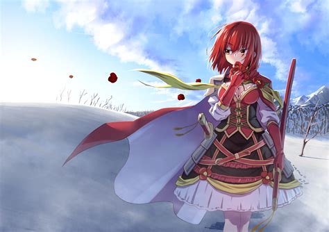 Anthropomorphism Breasts Brown Eyes Cape Clouds Elbow Gloves Flower