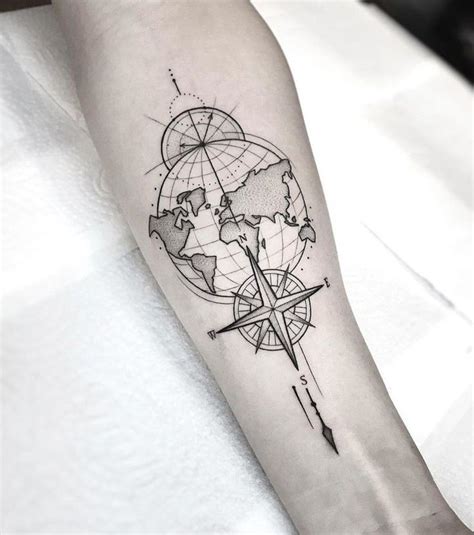 Globe And Compass Wanderlust Tattoo Globe Tattoos Hiking Tattoo