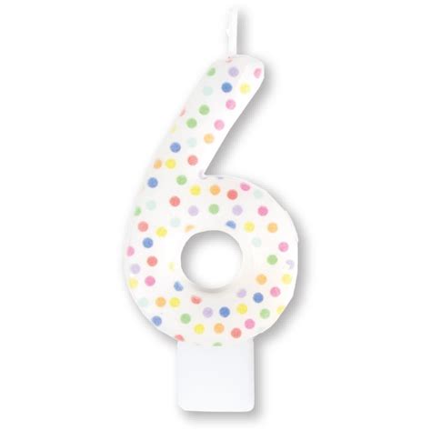 Candle Numeral Moulded 6 Rainbow Dots Big W