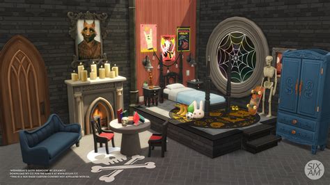 Wednesday Goth Bedroom Cc Pack The Sims 4 Build Buy Curseforge