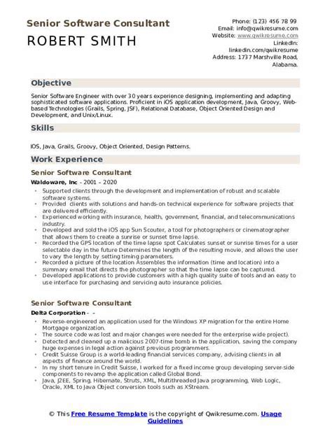 Resume template for teaching best of resume profile for a resume cto resume examples profile unique 0d in 2020 job resume format online resume graphic design resume. Senior Software Consultant Resume Samples | QwikResume