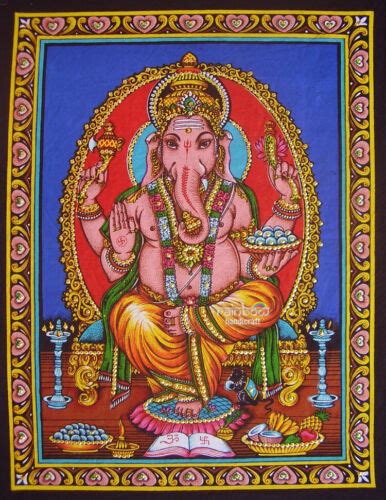Lord Ganesha Wall Hanging Hindu Elephant God Ganesh Sequin Tapestry