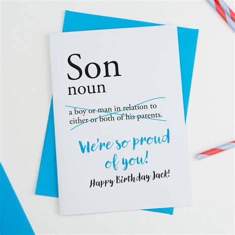 Show him that he'll always be special with the perfect birthday card this year. Son Personalised Birthday Card By A Is For Alphabet ...