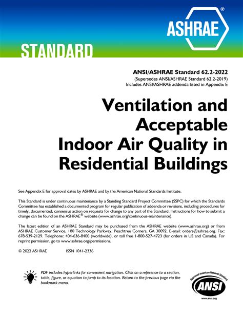 Ashrae Standard 622 2022 Ventilation Acceptable Indoor Air Quality Low