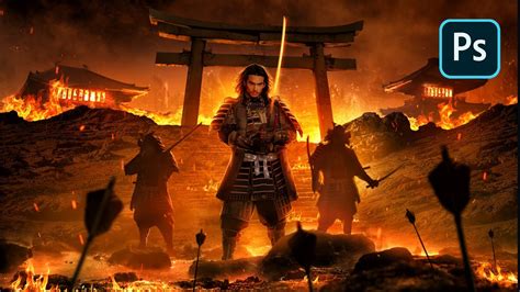 Create This Epic Samurai Inferno Art In Photoshop Youtube