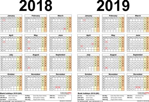 Mohd yusof othman dan mustapha ma 1428: Two year calendars for 2018 & 2019 (UK) for Excel