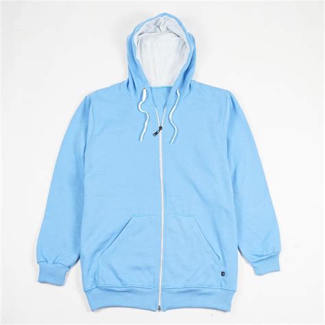 Ada gambar baju, jilbab, topi, dan celana. Daily Outfits Jaket Sweater Polos Hoodie Zipper Biru Muda ...