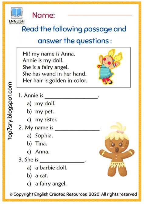 Reading Comprehension For Grade 1 With Questions