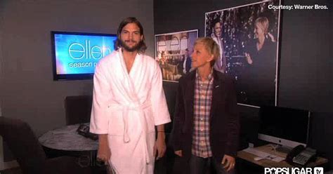 ashton kutcher naked on ellen and talking anniversary video popsugar celebrity