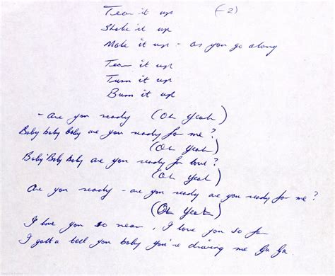 Tear It Up Handwritten Lyrics From Brian