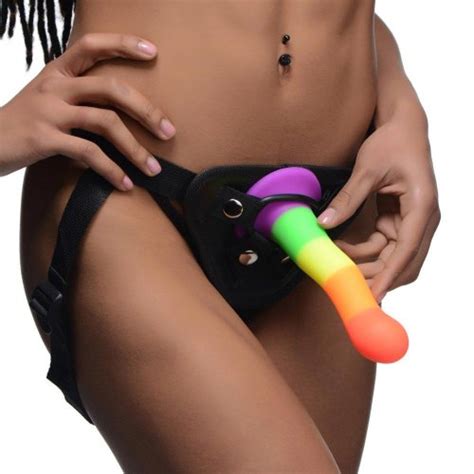 Proud Rainbow Silicone Dildo With Harness Sex Toys And Adult Novelties Adult Dvd Empire