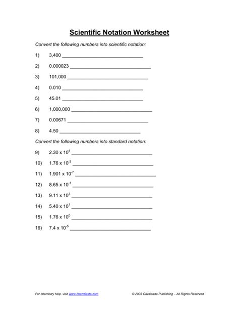 Scientific Notation Worksheet Answers