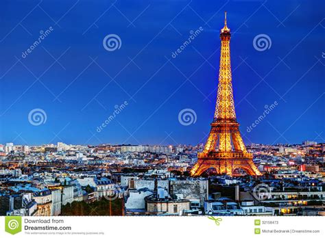 Eiffel tower in night light, paris, france. Eiffel Tower, Paris, France At Night Editorial Stock Photo ...
