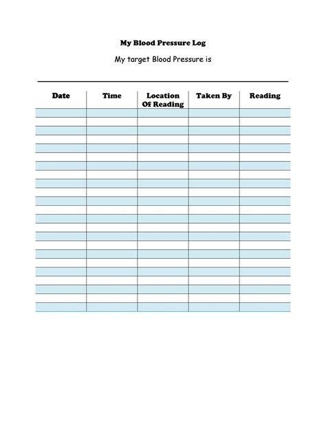 Persnickety Printable Blood Pressure Log Pierce Blog