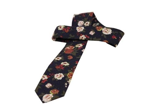 Men S Floral Cotton Skinny Tie Floral Necktie Cotton Flowers Skinny Ties