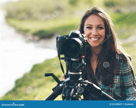 Smiling Professional Photographer Stock Image Image Of Beautiful