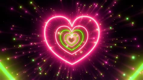 Pink Neon Lights Love Heart Tunnel Pink Hearts Screensaver Vj Loop