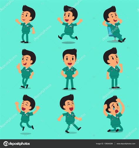 Cartoon Male Nurse Character Poses — Stock Vector © Jaaak 139044288