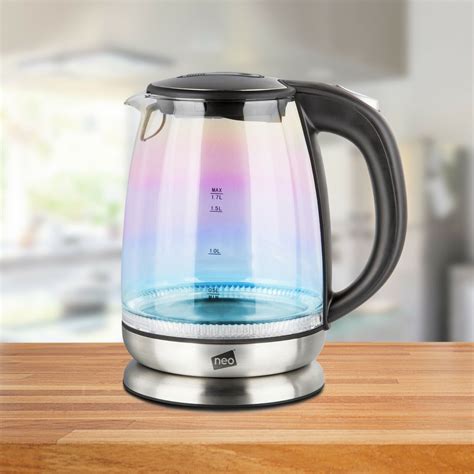 Neo Iridescent Rainbow Led Illuminated Electric Glass Kettle 17l