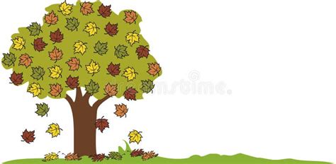 Autumn Tree With Falling Leaves Stock Vector Illustration Of