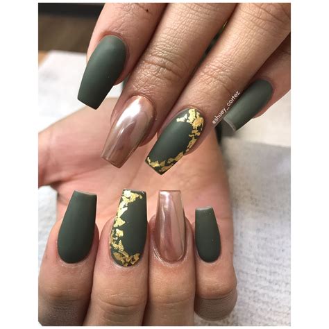 Olive Green Nails Instagram @shuey_cortez