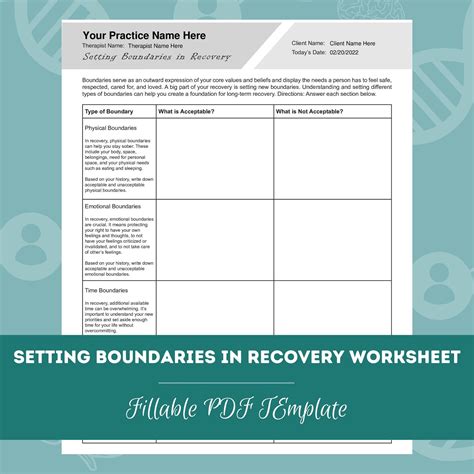 Setting Boundaries In Recovery Worksheet Editable Fillable