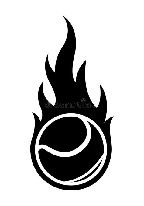Vector Illustration Of Tennis Ball With Classic Simple Flame Shape