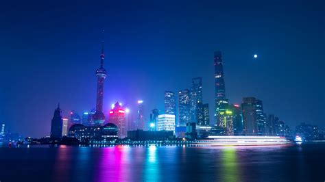 Download Wallpaper 2560x1440 Night City Buildings Architecture Glow Neon Widescreen 169 Hd