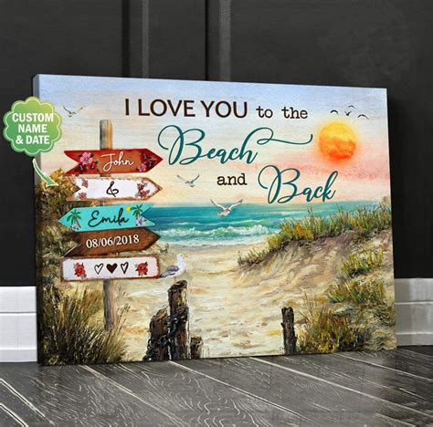 Personalized Canvas Prints Beach I Love You To The Beach Etsy