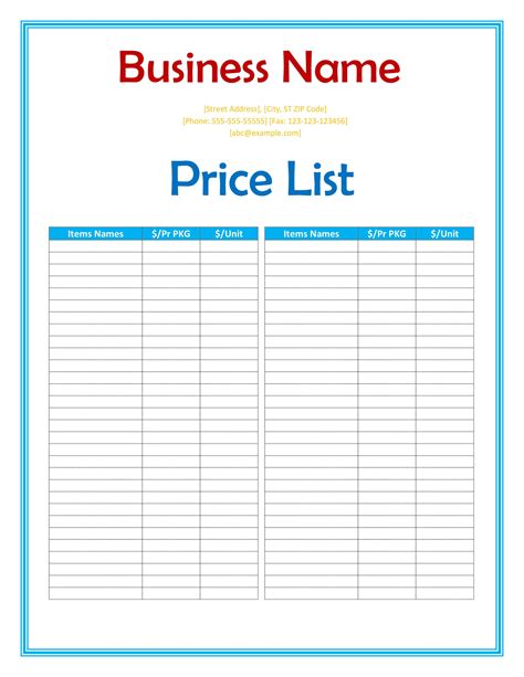 49 Free Price List Templates Price Sheet Templates Templatelab