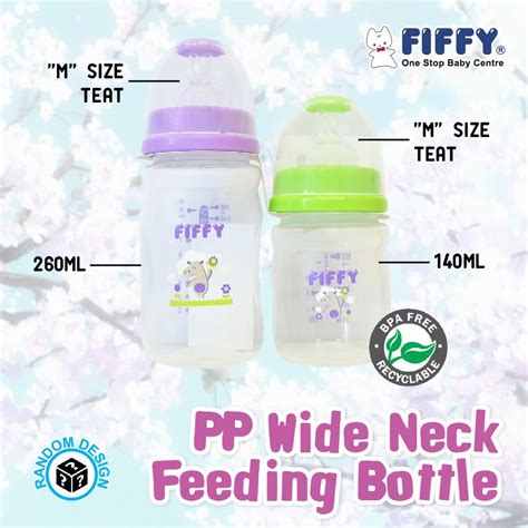 Fiffy Twin Pack Wide Neck Feeding Bottle 9oz And 5oz Botol Susu Random